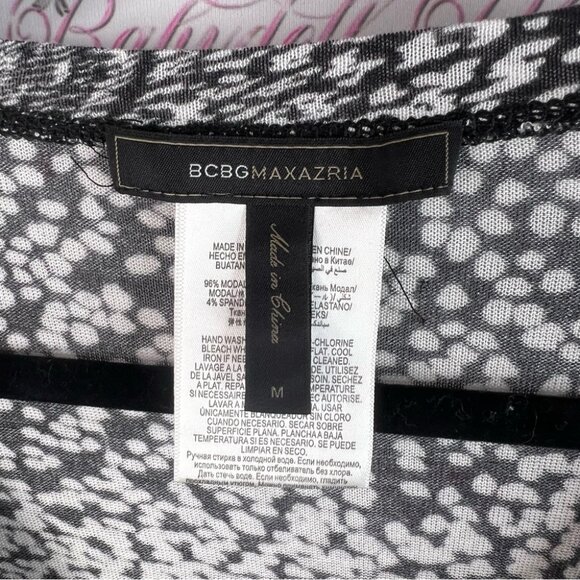 BCBGMaxAzria shirt tip dotted swirls Black and White Swirl Long Sleeve Top - Picture 8 of 10